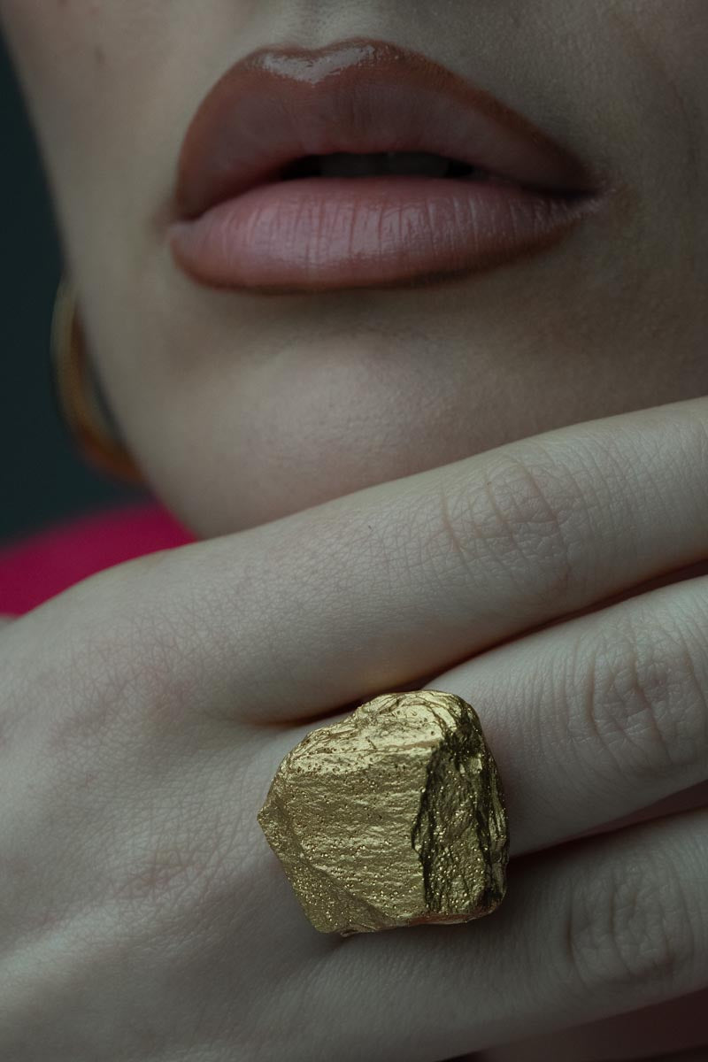 Golden Delights, A standout textured ring in bronze that highlights its unique form, perfect for those who appreciate bold and artistic designs.