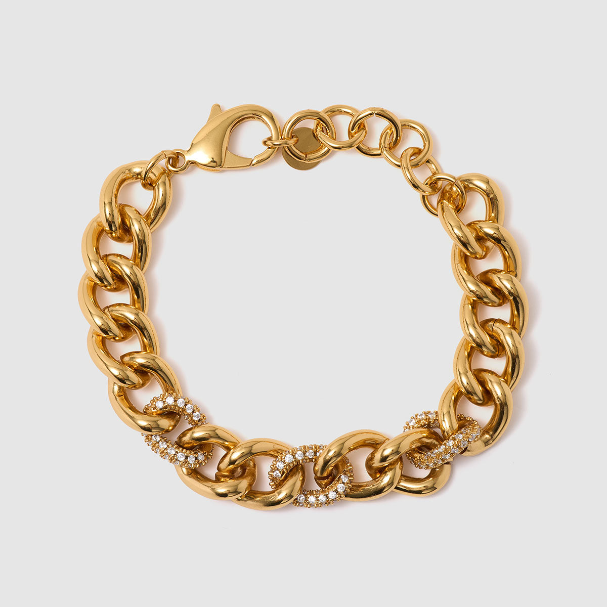 Venetian Chains, Bold chain bracelet embellished with shimmering zircons.