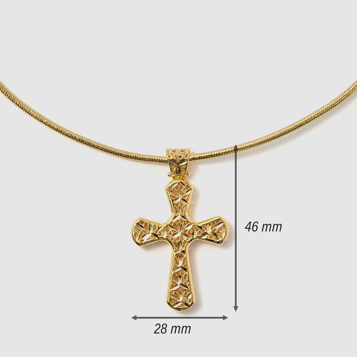 Crossroads of Time, A striking bronze cross pendant with a unique textured finish, merging tradition with a modern edge for a bold statement.
Available in gold and black tones.