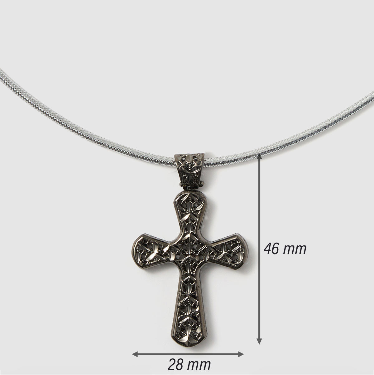 Crossroads of Time, A beautifully detailed textured cross pendant in bronze, adding depth and character to any outfit.
Available in gold and black tones.