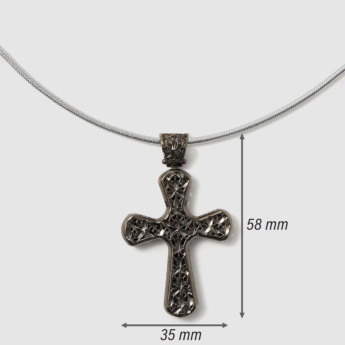 Crossroads of Time, A beautifully detailed textured cross pendant in bronze, adding depth and character to any outfit.
Available in gold and black tones.