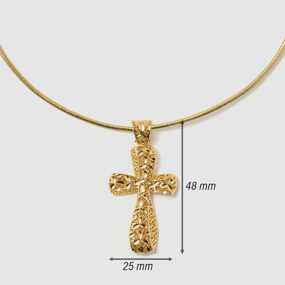 Crossroads of Time, A striking bronze cross pendant with a unique textured finish, merging tradition with a modern edge for a bold statement.
Available in gold and black tones.